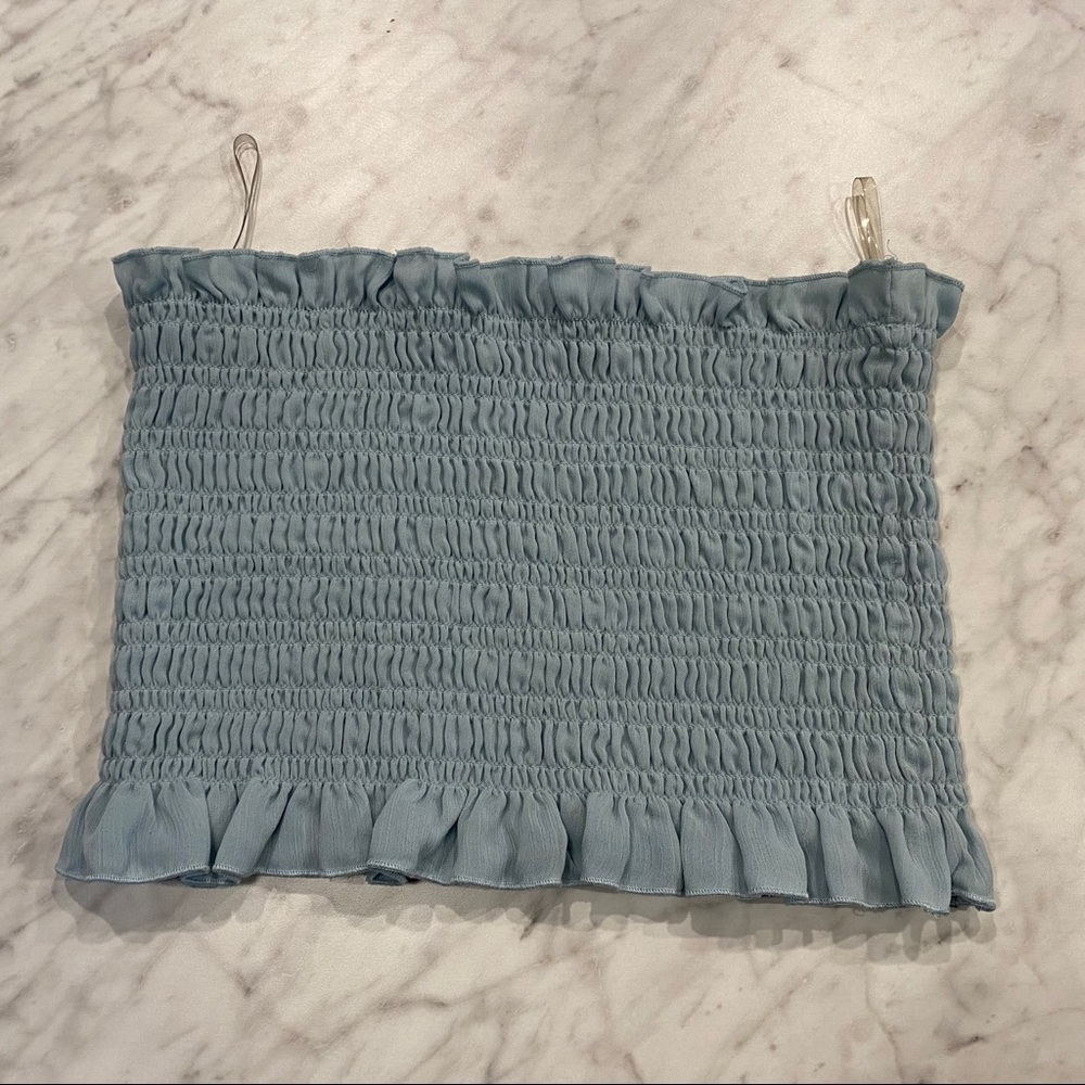 Kendall & Kylie Ruched Blue Tube Top